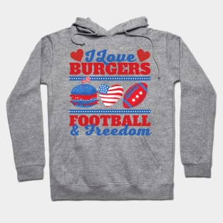 I Love Burgers Football and Freedom Hoodie